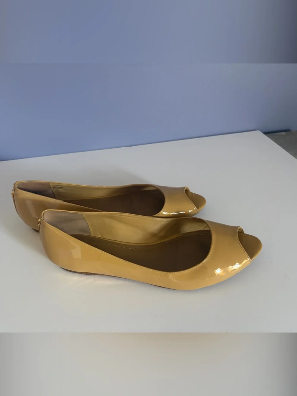 Tory Burch peep-toe patent leather flats